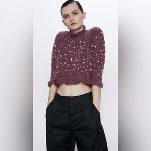 Zara Alpaca Blend Pearl Sweater -Like New - Size S